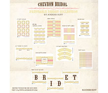 Vintage Pink and Gold Chevron Bridal Shower or Bachelorette Party Printables Collection